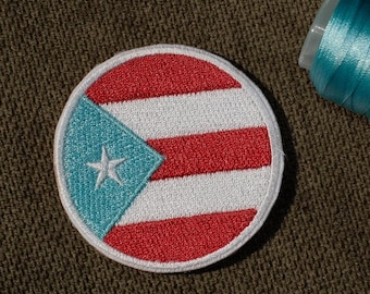 Puerto Rican Flag Patch | Embroidered Iron-On, Sew-On (2.5") Puerto Rico Pride Gift