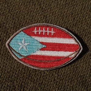 Puerto Rico Flag Football Iron On Patch | Embroidered 2" Sports Fan Gift, Benito Bowl Inspired