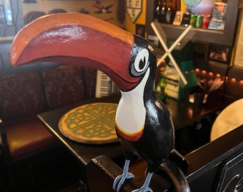 21”x 10”x 4” hand painted toucan replica / free standing / wood carved