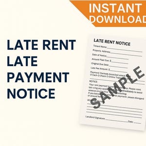 Late Rent Notice | Printable Late Payment Notice PDF | Editable Landlord Form | Instant Download Rental Template