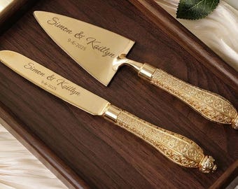 Custom Wedding Cake Cutting Set – Personalized Stainless Steel Knife & Server
