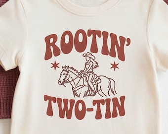 Rootin Two-Tin Shirt | 2nd Birthday Rodeo Toddler Western Cowgirl T-shirt, Western Shirts for a Two Year Old Girl