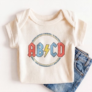 ABCD Rock Baby Onesie®® - Funny Alphabet Rockstar Bodysuit image 1