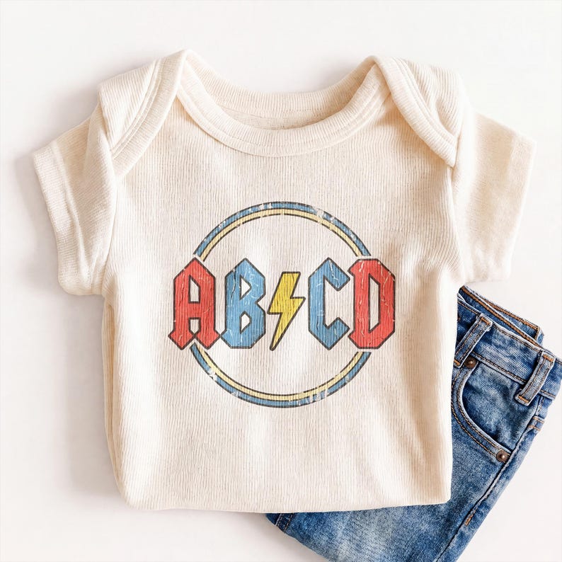 ABCD Rock Baby Onesie®® - Funny Alphabet Rockstar Bodysuit image 1