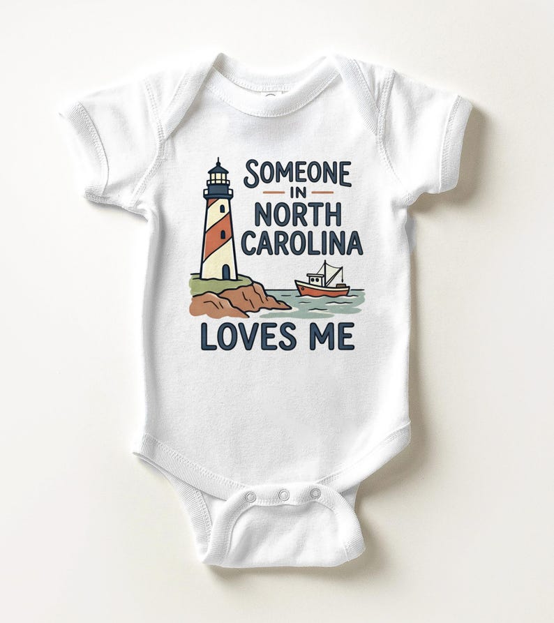 Someone In North Carolina Loves Me Baby Onesie® - Cute NC Lighthouse Bodysuit image 6