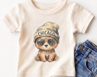 Chicago Bear Kids Shirt - Cute Cool Bear with Sunglasses Toddler Tee