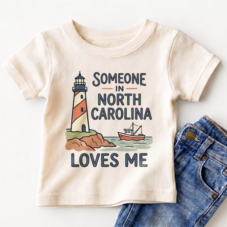 Someone In North Carolina Loves Me Baby Onesie® - Cute NC Lighthouse Bodysuit image 5