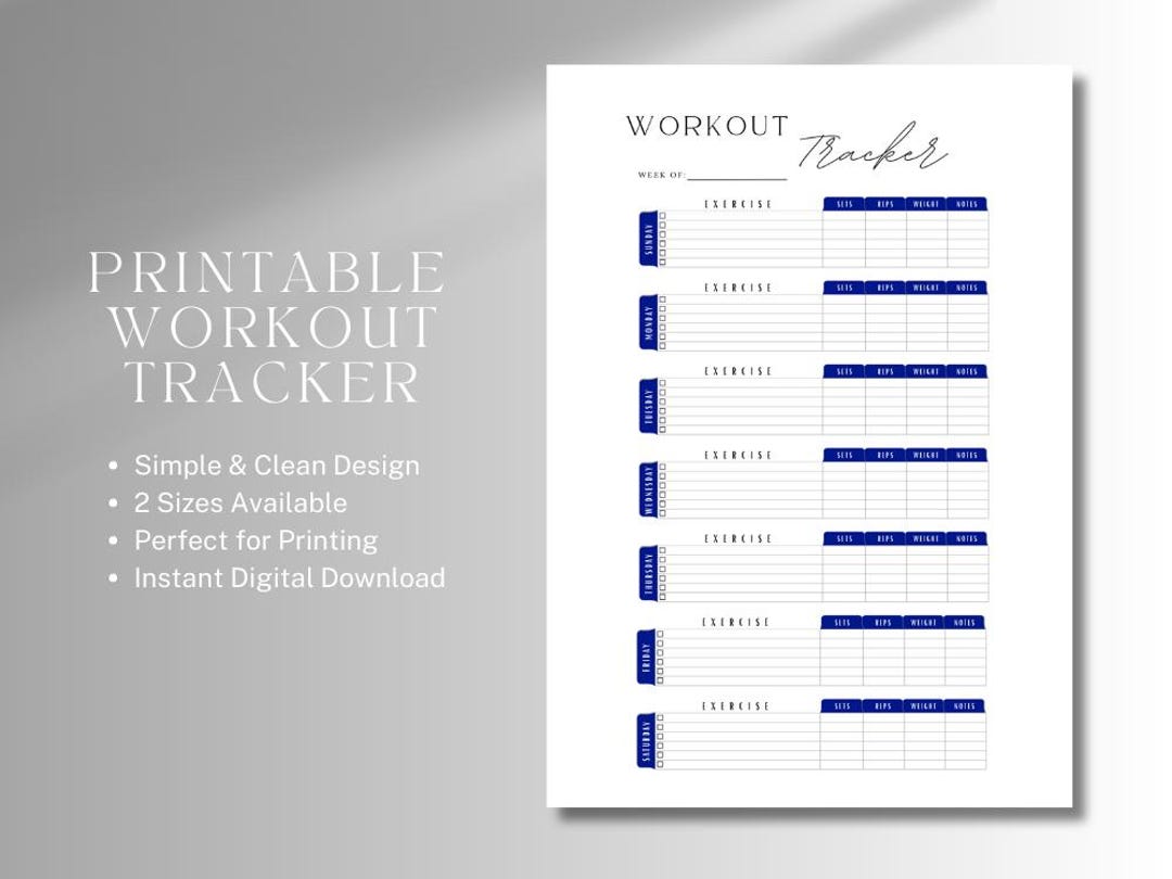 Printable Weekly Workout Tracker | Fitness Planner PDF | Gym Log | A4 ...