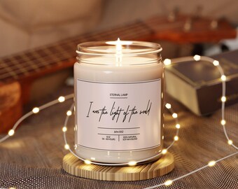 Custom Christian Candle Gift | I Am the Light of the World Candle | Bible Verse Candle | Custom Scripture Candle