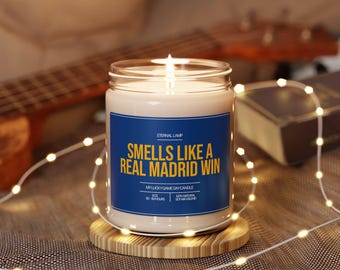 Smells Like a Real Madrid Win Candle | Smells like Custom Candle | Real Madrid Scented Candle | Lucky Soccer Candle