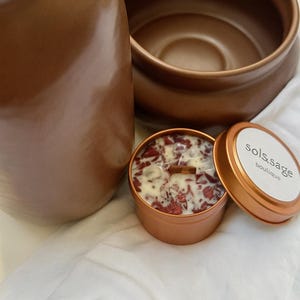 Positive Energy Candles - Crystal & Herb Candle - Soy Aromatherapy Candle w/ Sunstone, Citrine - Positive Energy Crystal Candle - Handmade!