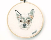 Custom Pet Portrait. Hand Embroidered Pet Portrait. 5" Custom Dog Portrait Hand Stitched Pet Art. Custom Pet Embroidery Hoop by HOOPLASTITCH