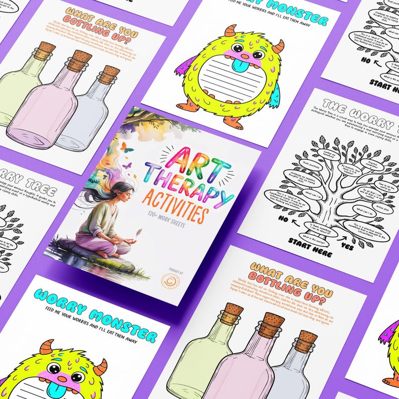 120+ Art Therapy Worksheets for Mental Health CBT DBT Tools,sel ...