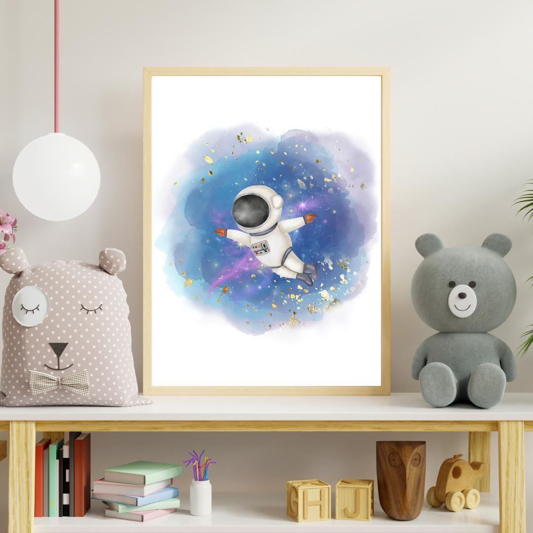 Astronaut Printable Wall Art – Space Explorer Digital Art for Kids Room ...