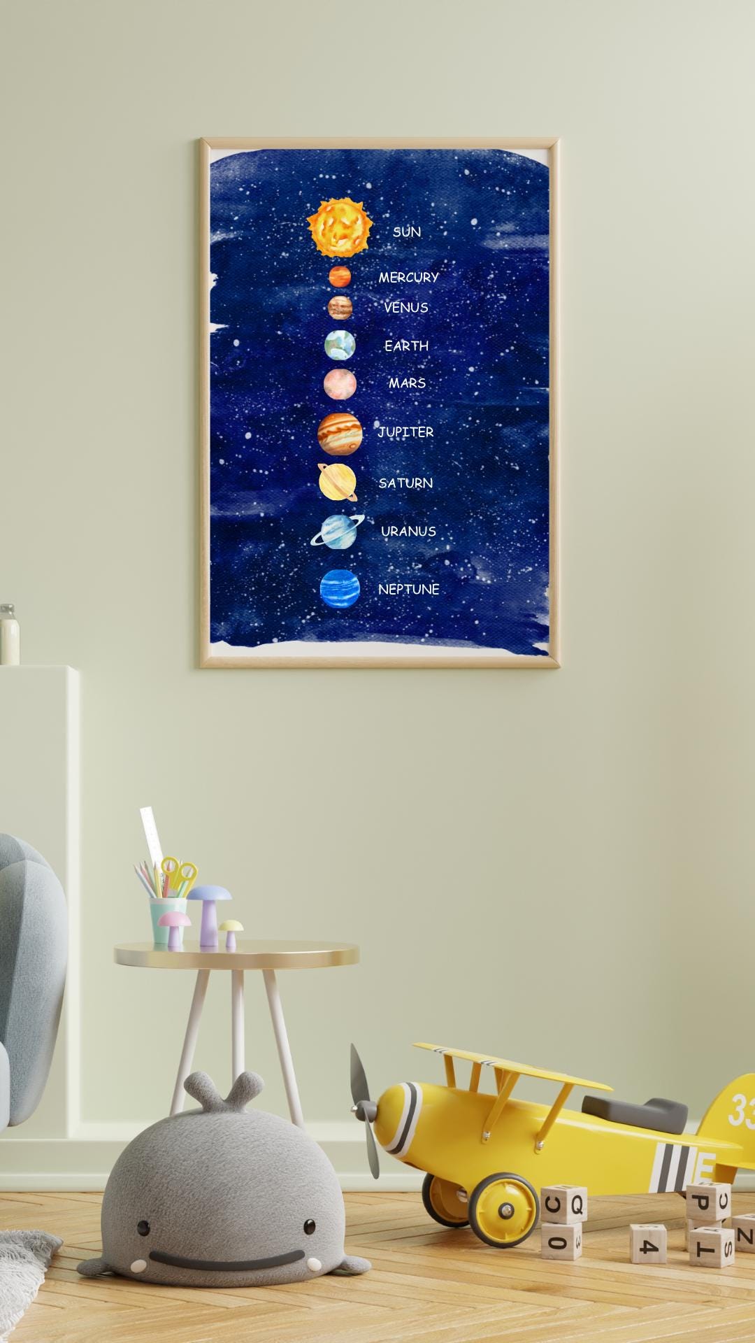 Solar System Wall Art – Educational Poster – Printable Planets Chart ...