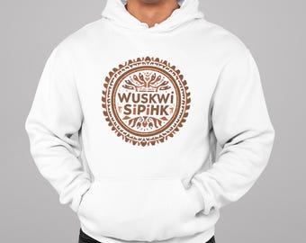 Sudadera con capucha indígena Wuskwi Sipihk, jersey en lengua cree, ropa con orgullo nativo