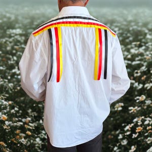 Native American Ribbon Shirt for Men, Indigenous Ceremony Shirt, Medicine Wheel, Metis Powwow Tribal Clothing, Fathers Day Gift for Him image 8