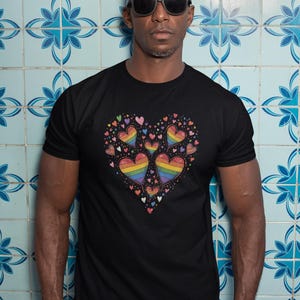 Camiseta del Orgullo Corazón Arcoíris, Camiseta de Apoyo LGBTQ, Orgullo Bisexual, Camiseta de Derechos Queer y Trans, Regalo para Personas No Binarias de Dos Espíritus, Conjunto del Orgullo de Junio