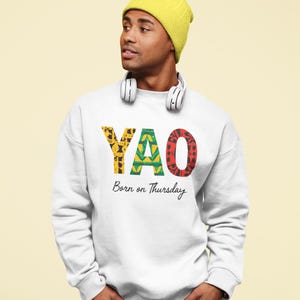 Yao Ghana Sweatshirt, Akan Thursday Born Pullover, Accra Ghana Shirt, Twi Culture Afro Pride Gift, Ghanaian Dad African Clothing