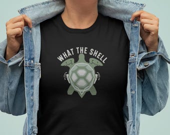 T-shirt What The Shell | Graphique de jeu de mots tortue drôle, cadeau unisexe pour les amoureux de l'océan