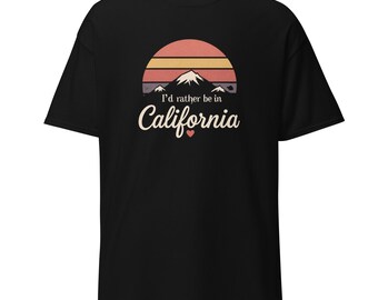Camiseta retro con puesta de sol en California, camiseta gráfica de la Costa Oeste