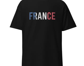Frankreich Flagge Typografie T-Shirt – French Pride Souvenir