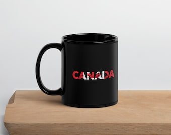 Canada Flag Mug – Black Ceramic Coffee Cup, Canadian Pride