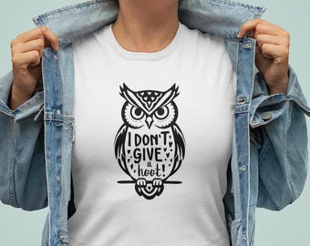 Camiseta con gráfico de búho divertido: sarcástica, unisex, "Me importa un comino"