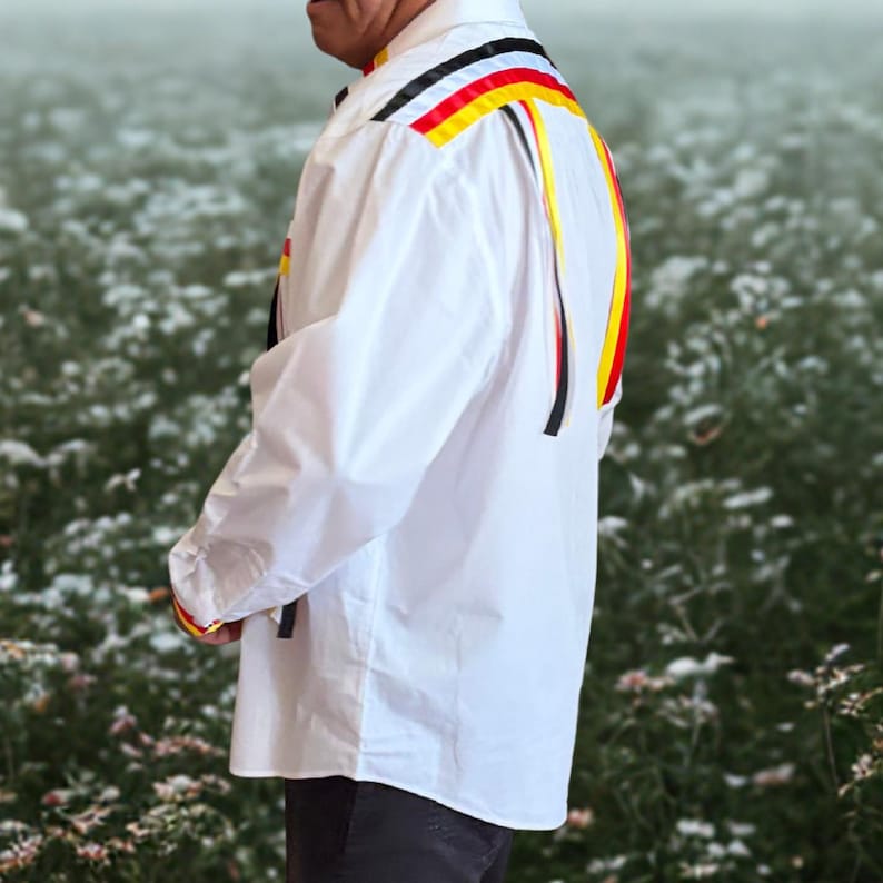 Native American Ribbon Shirt for Men, Indigenous Ceremony Shirt, Medicine Wheel, Metis Powwow Tribal Clothing, Fathers Day Gift for Him image 3