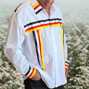 Native American Ribbon Shirt for Men, Indigenous Ceremony Shirt, Medicine Wheel, Metis Powwow Tribal Clothing, Fathers Day Gift for Him image 6