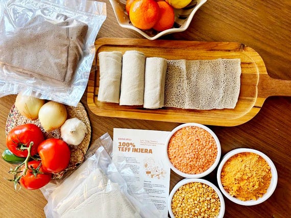 Authentic 100% Teff Injera | Ethiopian Gluten-Free Flatbread, Vegan, Baked in Ethiopia
