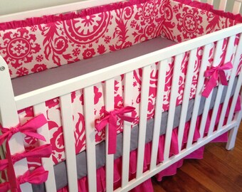Girl Crib Bedding Pink And Gray Chevron Floral Throw Pillow Etsy