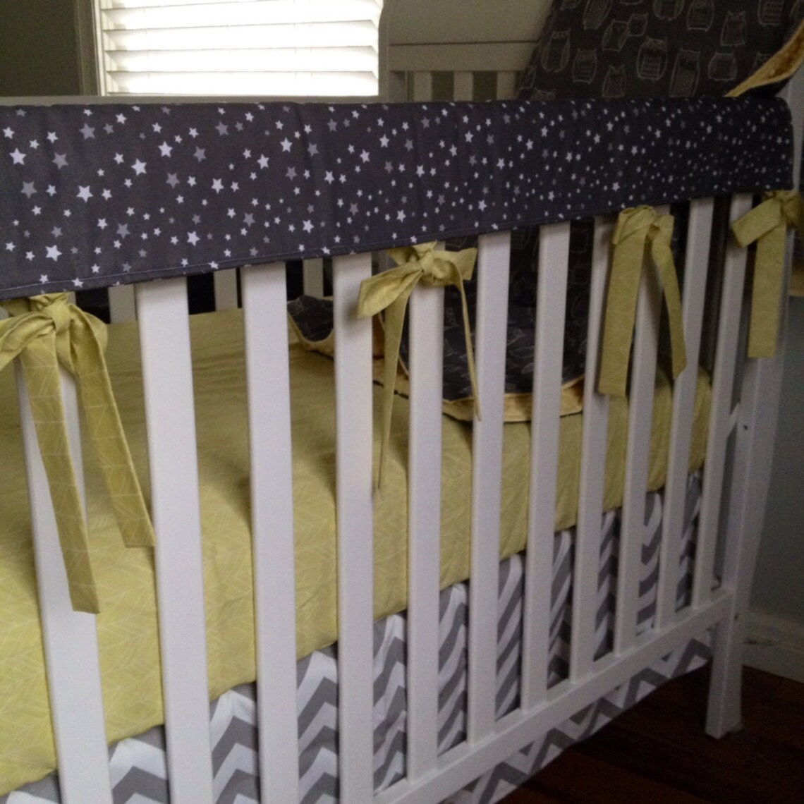 Stars and Owls Crib Bedding. Chevron Crib Skirt. Minky Etsy
