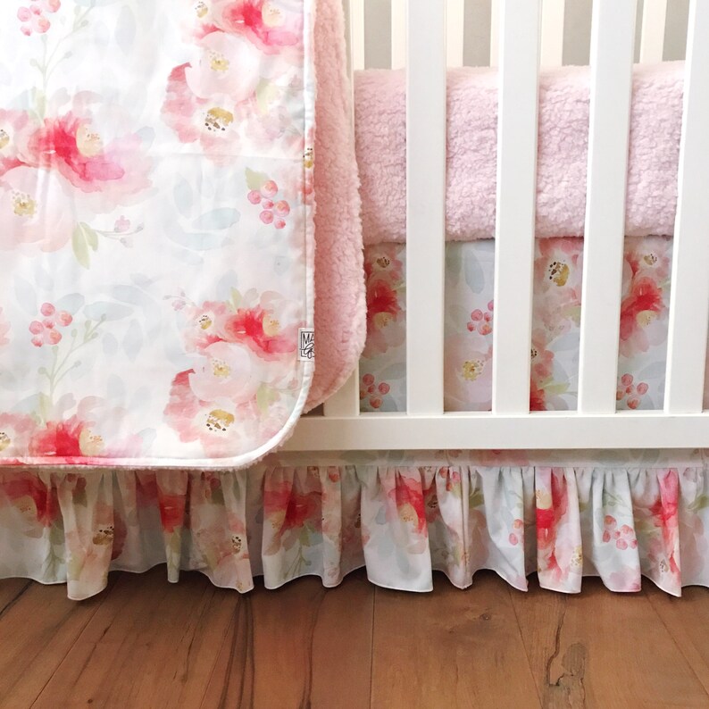 Ruffle Crib Skirt. Floral Crib Bedding. Girl Baby Bedding. Etsy
