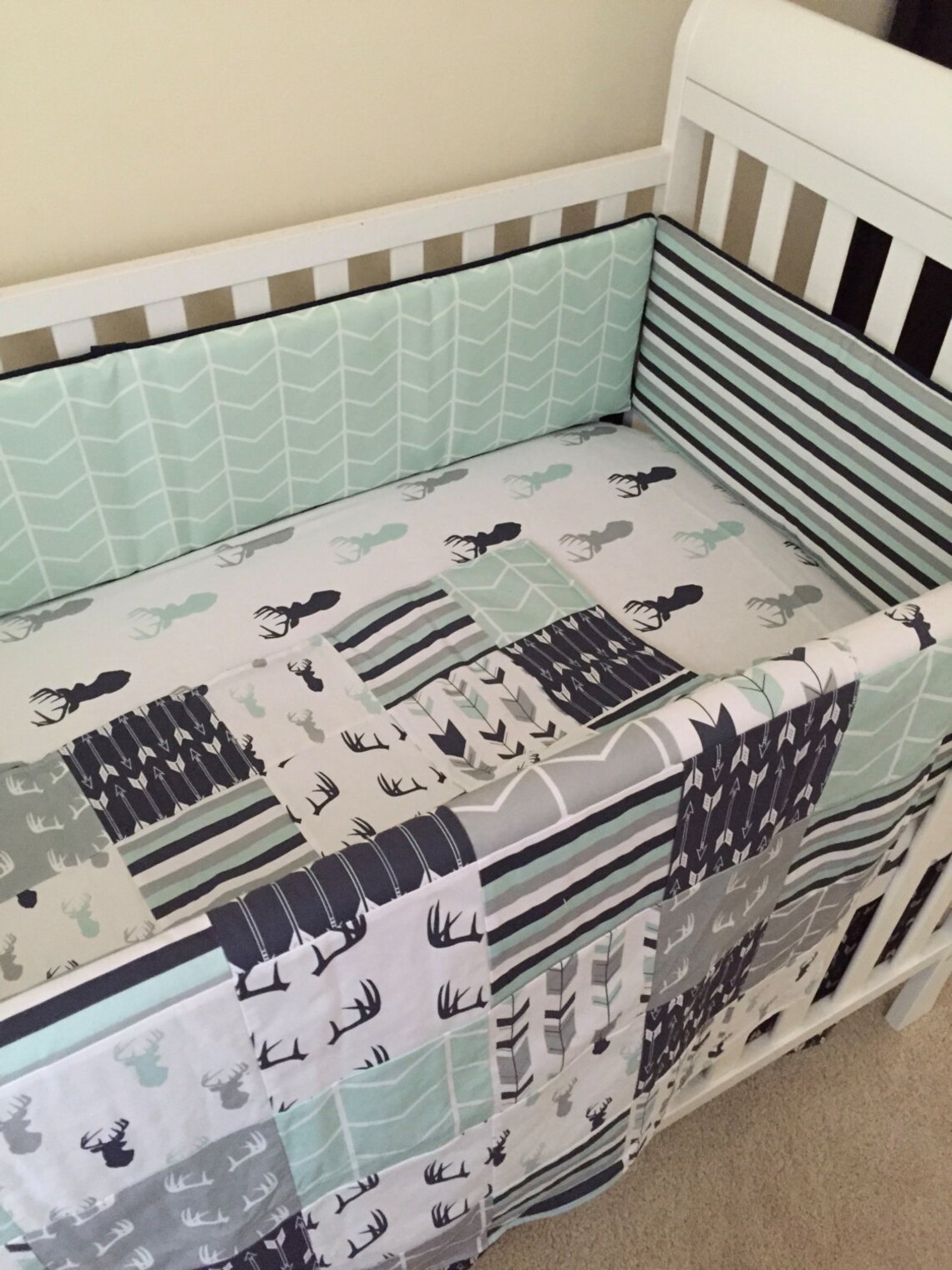 Deer Crib Bedding. Boy Crib Bedding. Woodland Baby Bedding. Etsy