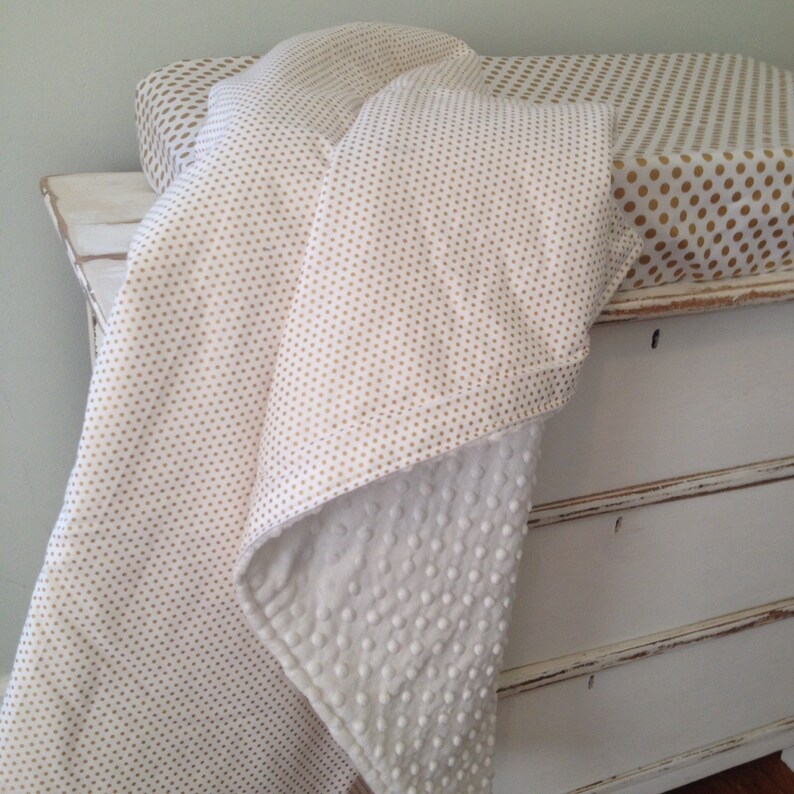Metallic Gold Dot and White Minky Baby Blanket.gold Nursery Etsy