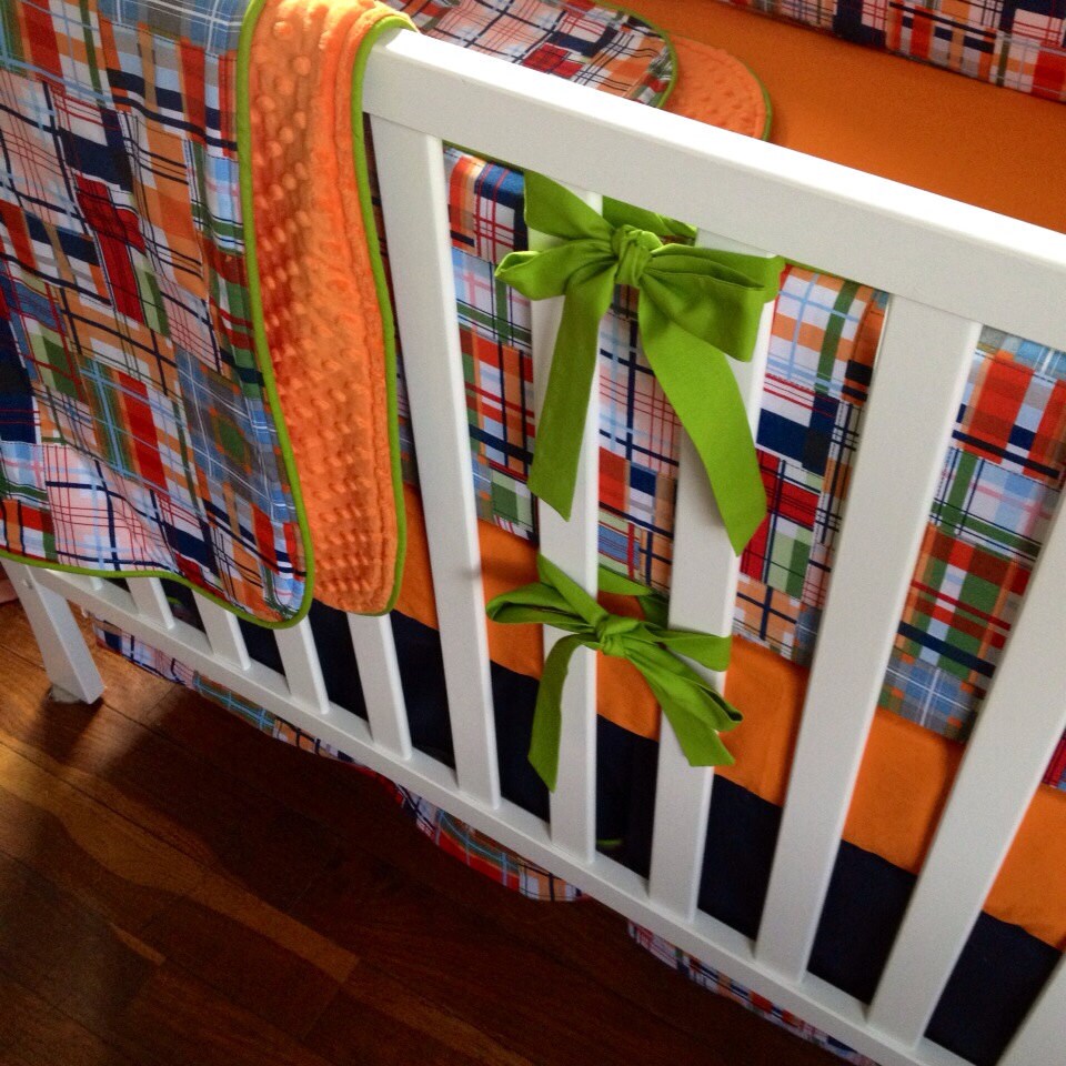 Plaid Crib Bedding. Boy Baby Bedding. Preppy Nursery Decor. Etsy