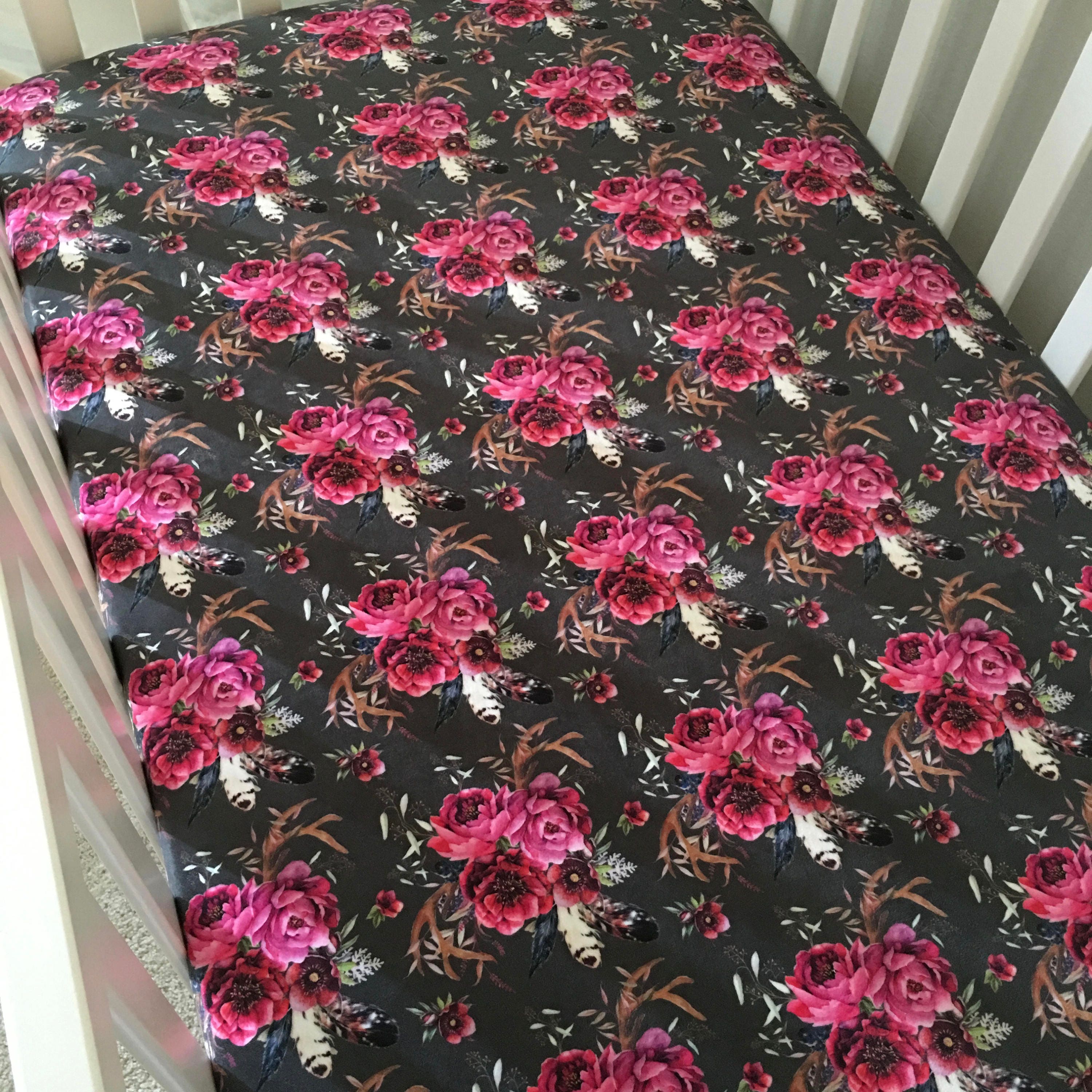 Floral Crib Sheet. Changing Pad Cover. Fitted Crib Sheet. Girl | Etsy