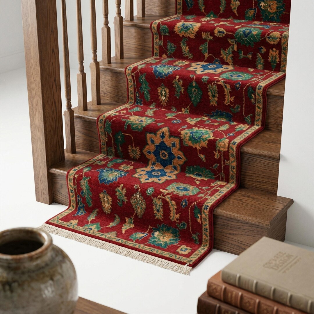 Rusk Color Rug Runners Hand Knotted Red Kazak Runner Rug Wool Rug, Vibrant Geometric Hallway ...