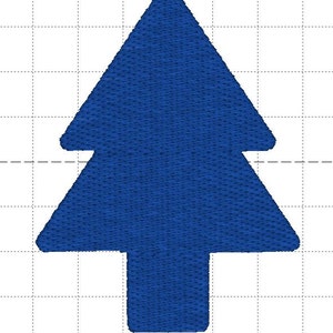 May include: A blue felt Christmas tree with a simple design. The tree is a traditional shape with a pointed top and a trunk.