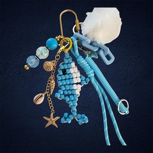 90s Retro Pony Bead Dolphin Keychain Bag Charm