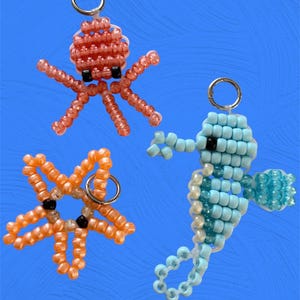 90s Retro Pony Bead Ocean Marine Keychain Bag Charm