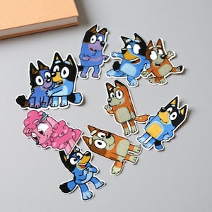Bluey and Bingo Dog Inspired iron on and stick on patches.Australian Shepherd Iron-On Patches,Personalised Jacket T-Shirt Backpack patches