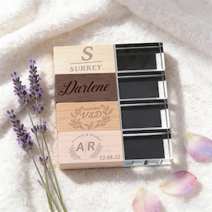 Op maat gegraveerde kristallen USB – flashdrive bruiloft, fotografie en logo met houten kist