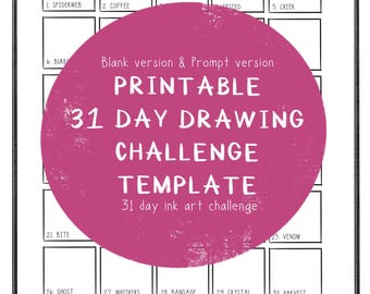 Desafio de 31 dias de arte com tinta: sugestões de desenho para impressão + modelo (download em PDF)