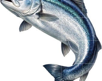 Blue Fish Clipart – High-Resolution PNG, Marine Graphic (Digital Download)