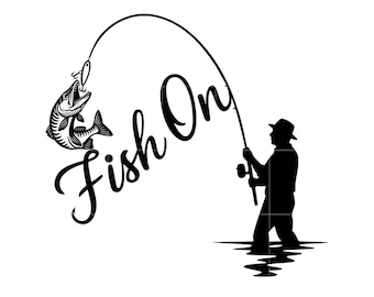 Fisherman Silhouette Clipart: Bass Catch Graphic (Digital Download)