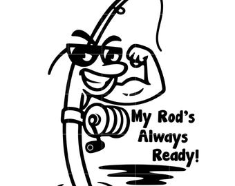 Fishing Rod Clipart: Angler SVG, Hooked Fish Graphic (Digital Download)