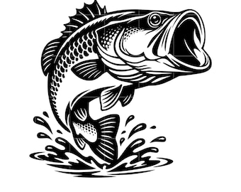 Largemouth Bass Fish Clipart SVG | Laser Cut Fishing Vector | CNC Cricut Metal Sign Design
