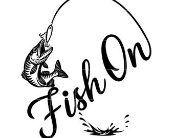 Fish On Clipart: Angler Bass Fishing SVG PNG (Digital Download)